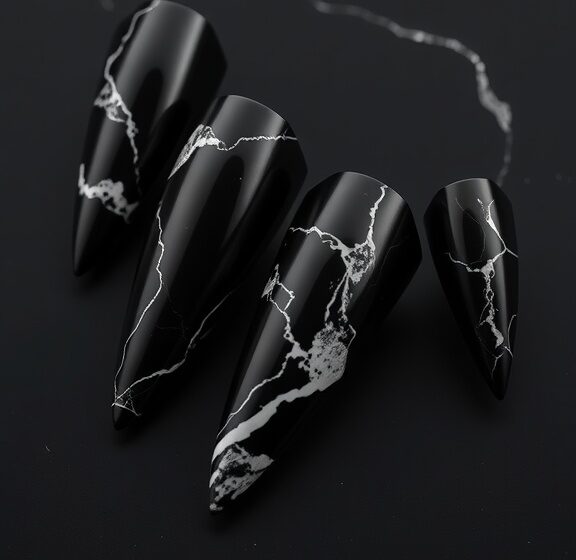  13 Stunning Black Nail Designs for Coffin Shapes