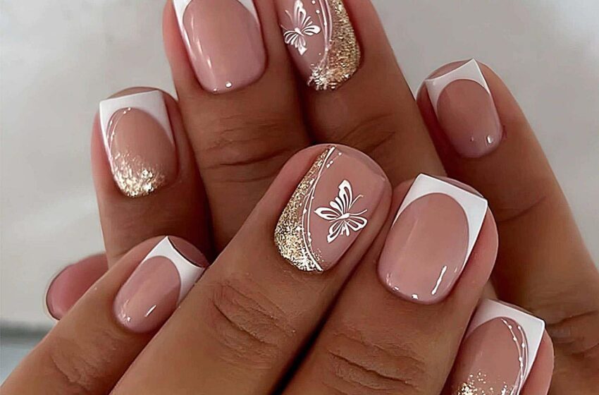  Short French Tip Press on Nails with Flower Design Glitter – My Honest Review
