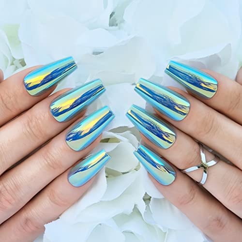  Hypnaughty 24 Pcs Chameleon Chrome Luxury Coffin Press-On Nails Review