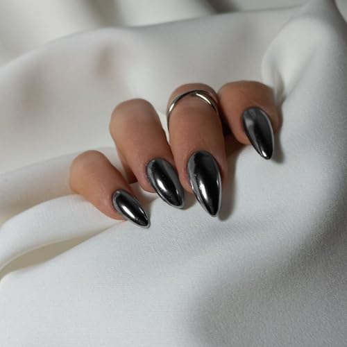 Smoky Grey Chrome Press On Nails Review – Glam Nails Without the Salon Trip